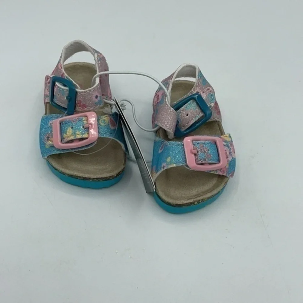 LAURA ASHLEY Blue & Pink Floral Sandals